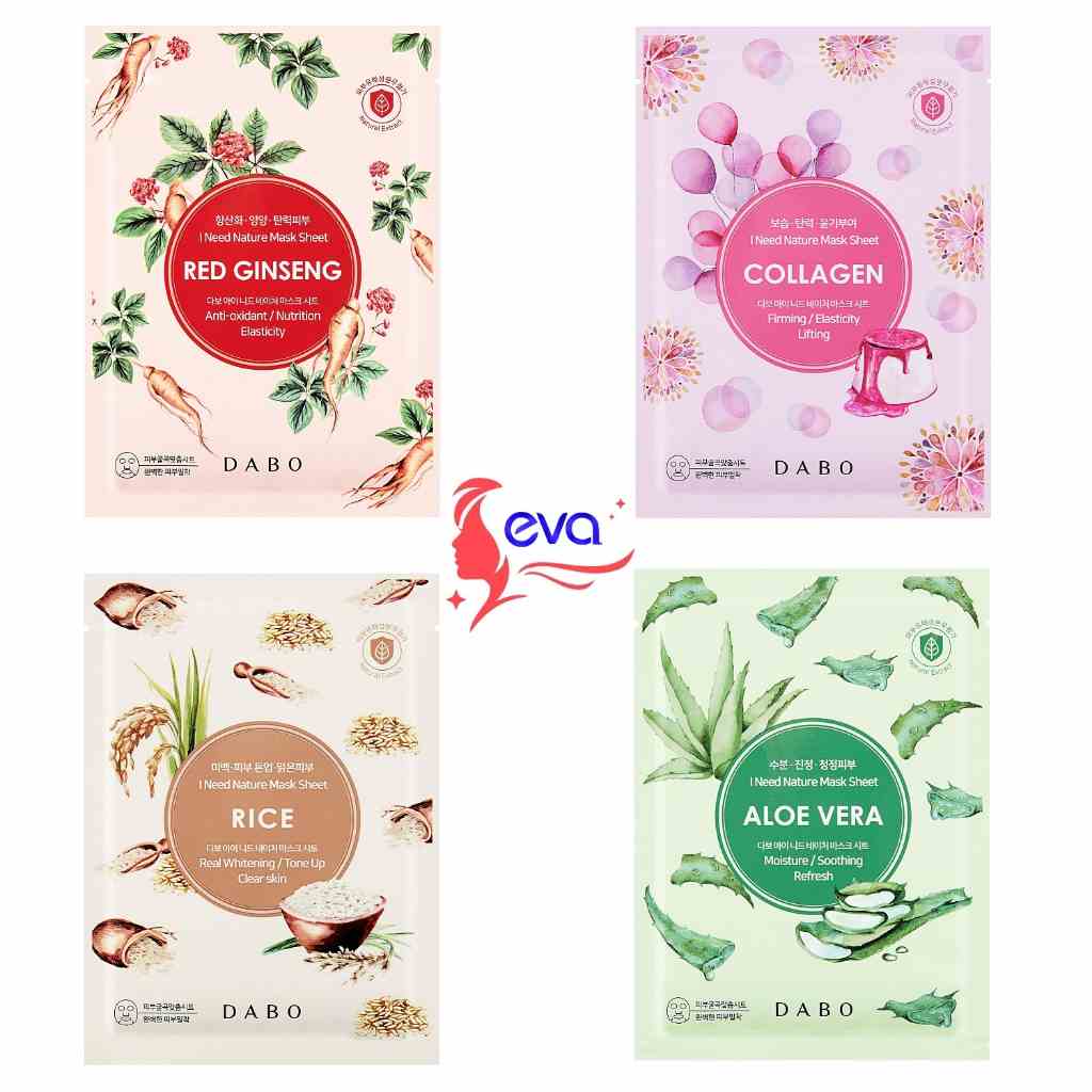 [Mã ICBFRI15 giảm 10% đơn 0đ] Mặt nạ dưỡng ẩm trắng da chống lão hoá Hàn Quốc Dabo I Need Natural Mask 23g