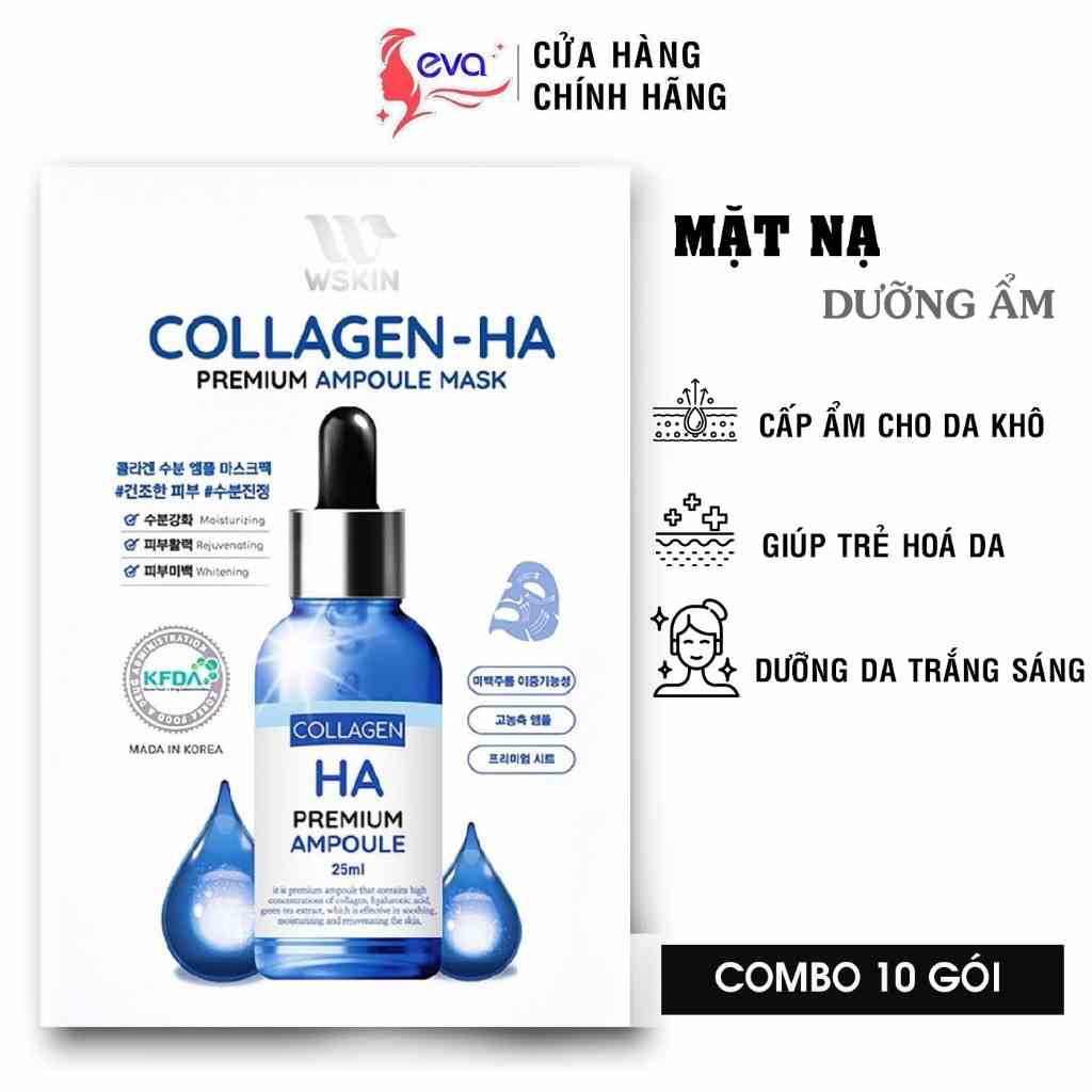 [Mã ICBFRI25 giảm 25K đơn 149K] Mặt nạ dưỡng ẩm làm mờ nếp nhăn Wskin Collagen HA Ampoule Mask 25g