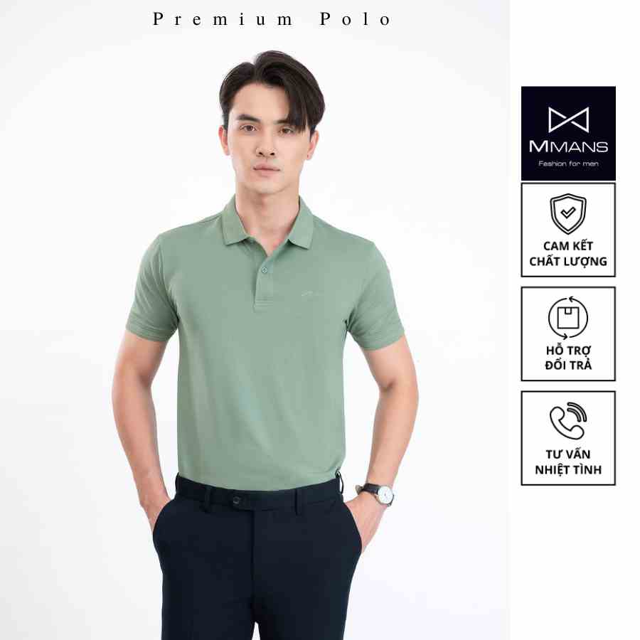 Áo polo nam MMANS màu xanh vỏ đậu basic tinh tế sang trọng chất vải cotton poly cao cấp co giãn 4 chiều không nhăn nhàu