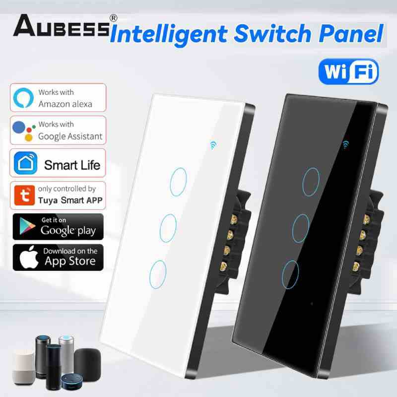 Aubess Tuya Thông Minh Cảm Ứng Ổ Cắm Wifi 2.4G 100-250V 1200W 10A Hỗ Trợ Hẹn Giờ Điều Khiển Từ Xa Alexa Google