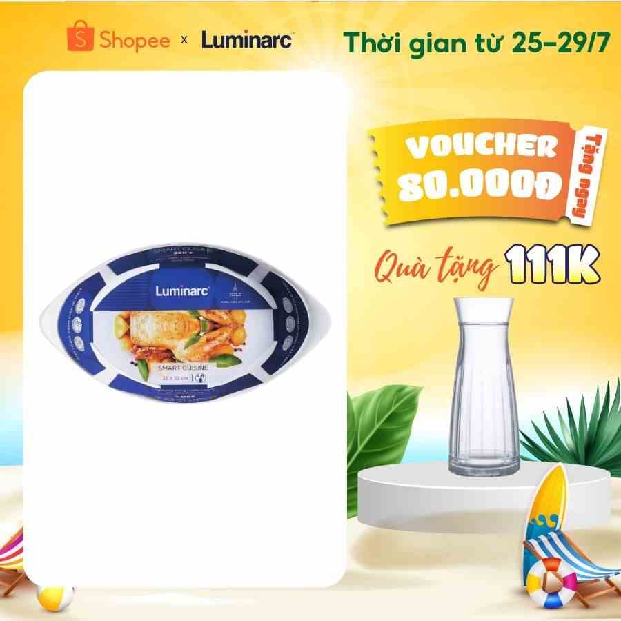 [Mã BMLTA35 giảm đến 35K đơn 99K] Khay Nướng Thuỷ Tinh Luminarc Smart Cuisine Oval 38*23cm- LUKHN3486