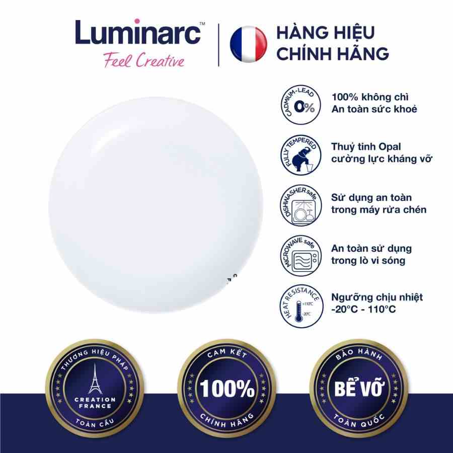 [Mã BMLTA35 giảm đến 35K đơn 99K] Bộ 6 Đĩa Thuỷ Tinh Luminarc Diwali Trắng 19cm- LUDIN3603