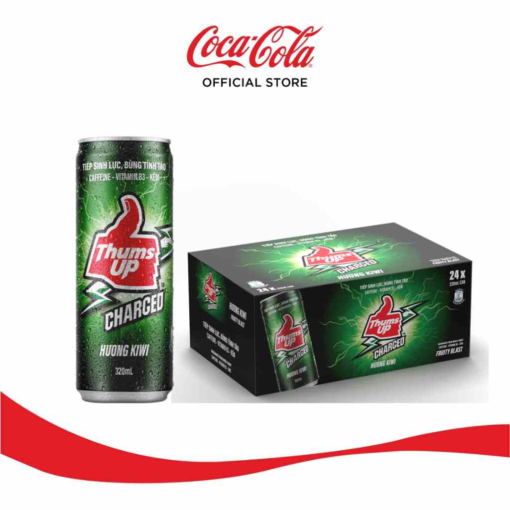 Lốc/Thùng 24 Lon Nước Giải Khát Thums Up Charged Hương Kiwi 320ml x 24