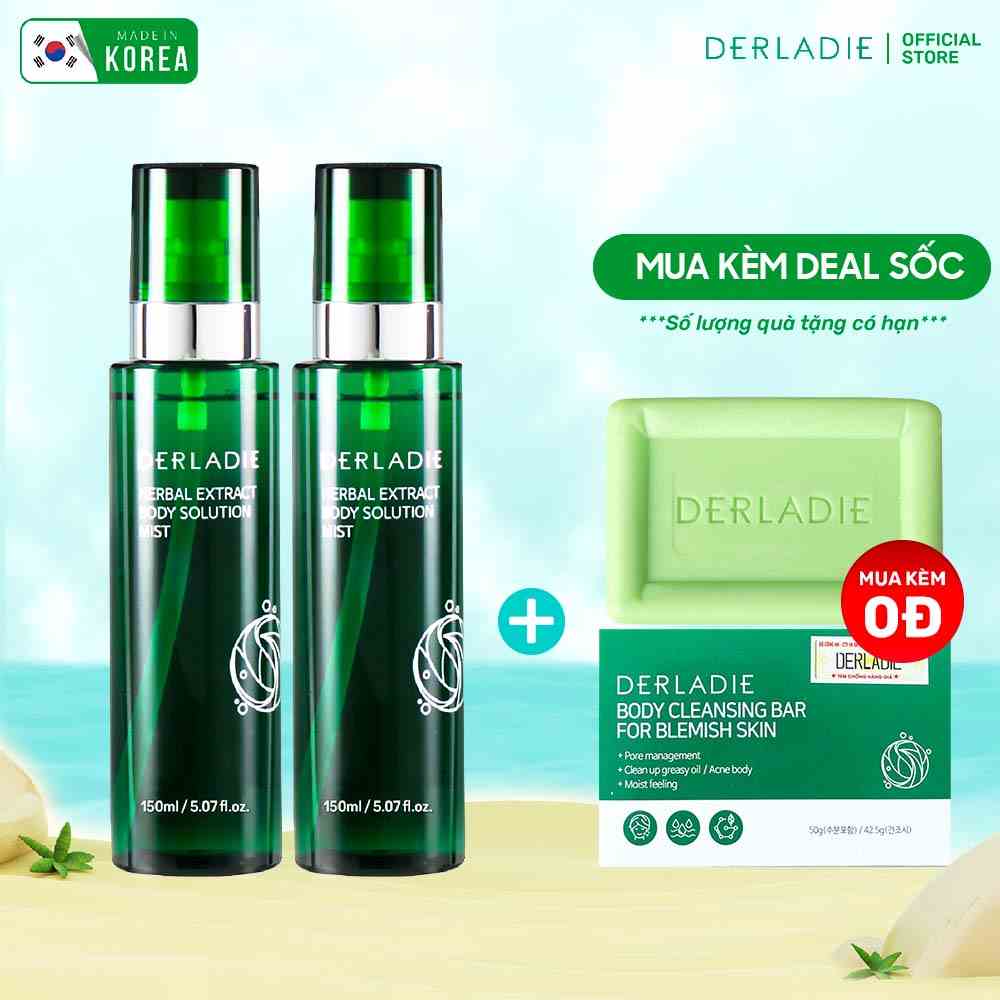 Combo 2 Xịt 4in1 Loại Bỏ Mụn, Mờ Thâm, Giảm Viêm Nang Lông Derladie Herbal Extract Body Solution Mist 150Ml