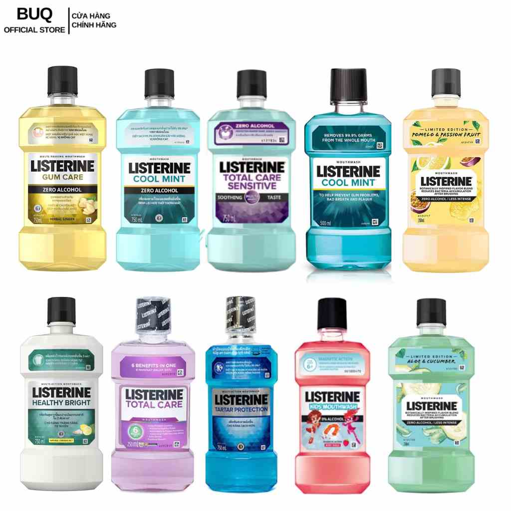 [ĐỦ LOẠI] Nước Súc Miệng Listerine Cool Mint Giúp Răng Trắng Sáng Và Thơm Miệng 750ml/250ml