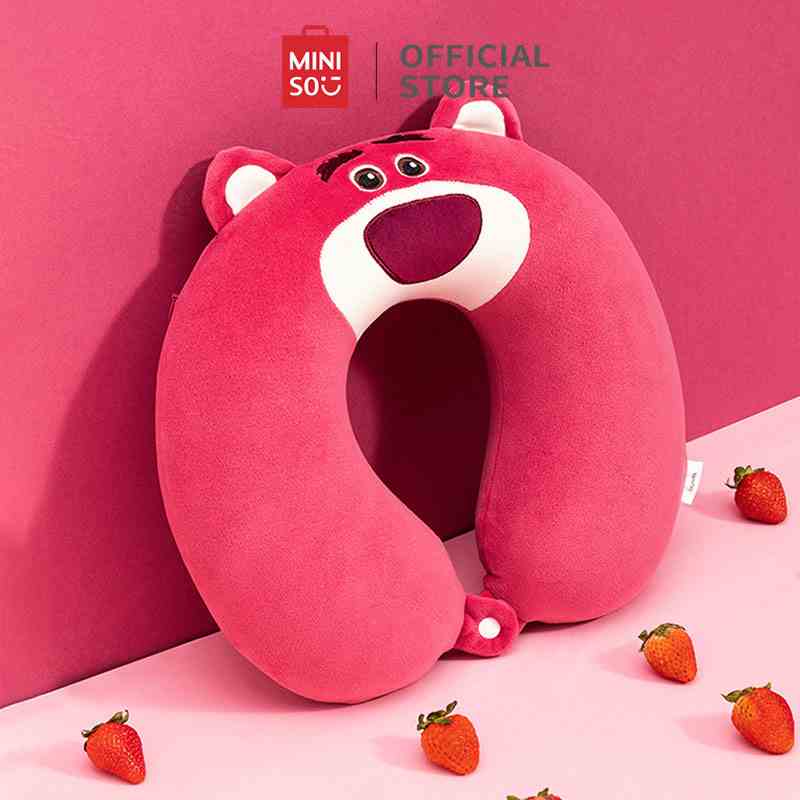 MINISO Lotso Strawberry Bear Memory Foam Gối chữ U Cổ Gối chữ U Du lịch Gối di động Phiên