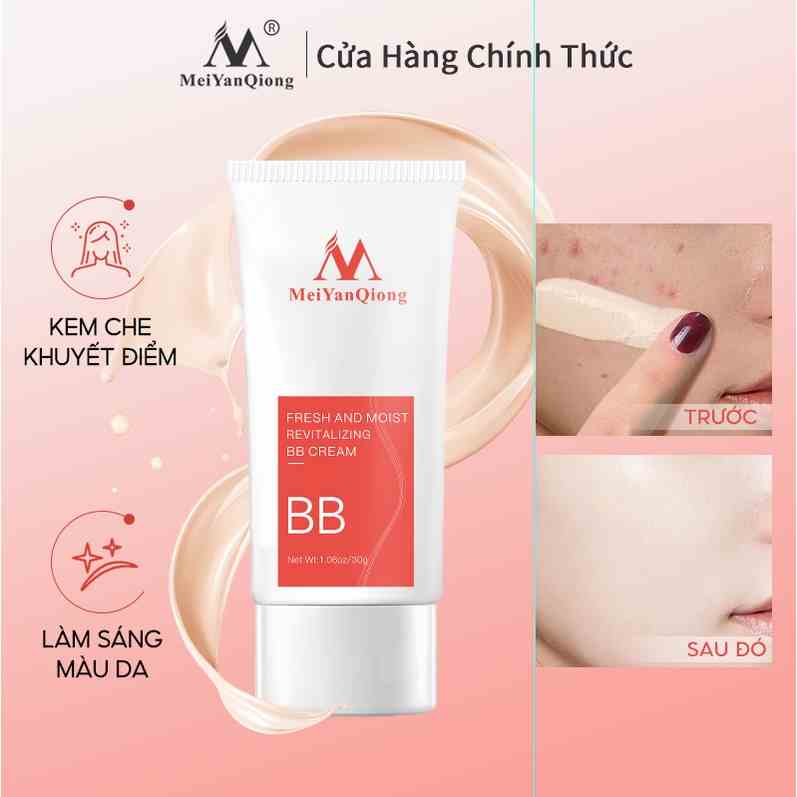 Kem BB MeiYanQiong Dưỡng Ẩm Che Khuyết Điểm Làm Sáng Tông Màu Da cho mặt Kiềm Dầu, Chống Nắng và Che Phủ 30g