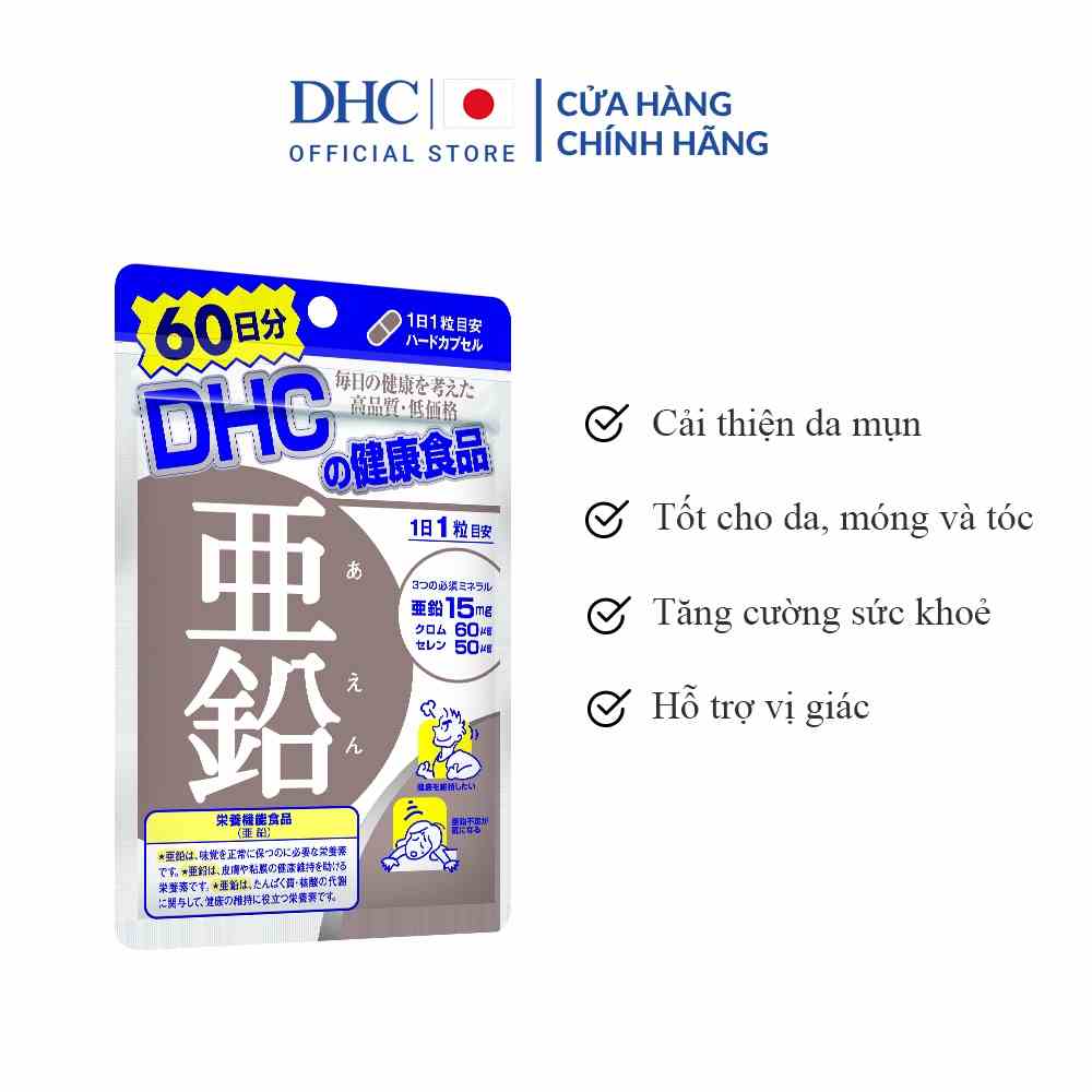 Viên uống Bổ sung Kẽm ZinC DHC gói 20 viên (20 ngày) và 60 viên (60 ngày)