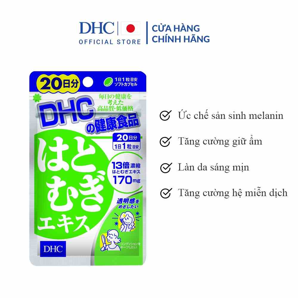 Viên uống sáng da DHC Nhật Bản Adlay Extract gói 20 viên (20 ngày) và 60 viên (60 ngày)