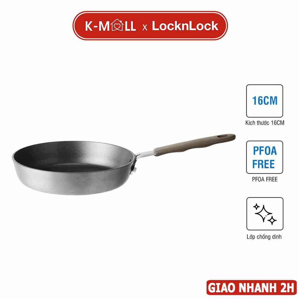 Chảo chiên LocknnLock Handycook có tay cầm 16 Cm tiện lợi nhỏ gọn Màu xám LHD1163, KHÔNG DÙNG TRÊN BẾP TỪ - K-MALL