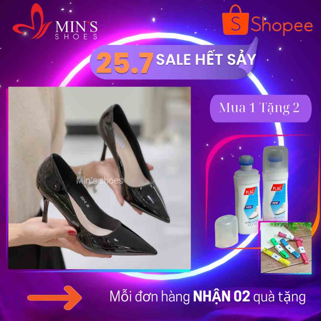 (MUA 1 TẶNG 2 - DUY NHẤT 25-27/07) Mins Shoes - Giày Cao Gót Mũi Nhọn Da Nano Mềm Cao Cấp C95