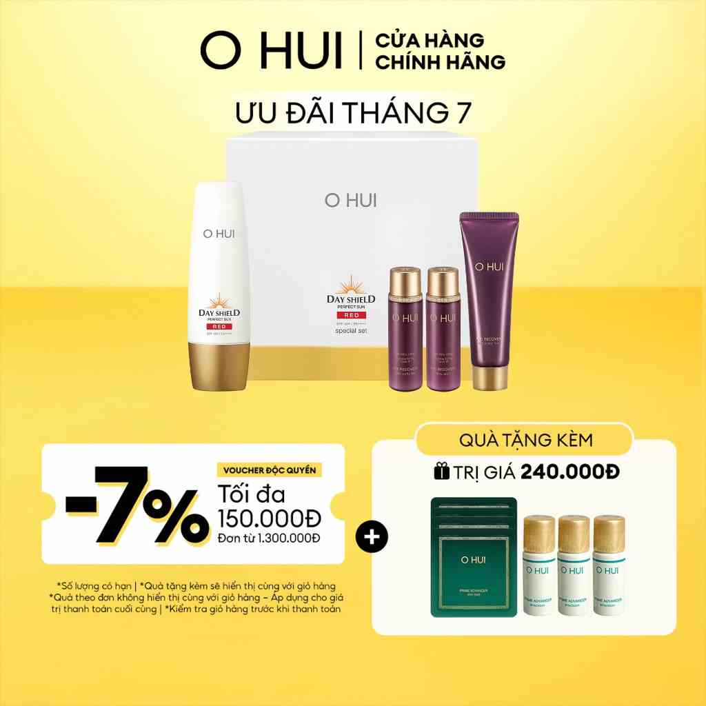 Bộ kem chống nắng 4 món cho da nhay cảm OHUI Day Shiled Perfect Sun Red SPF50+/PA++++ Set 135ml