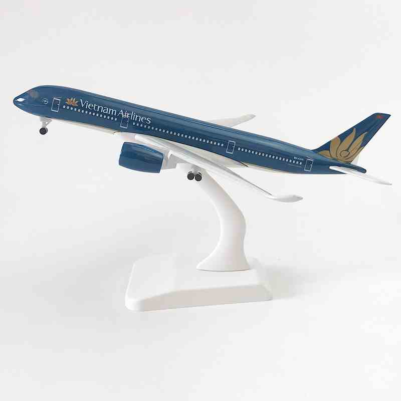 Đồ chơi mô hình máy bay Vietnam Airlines Airbus A350 KAVY bằng hợp kim nguyên khối có chân đế dài 20cm