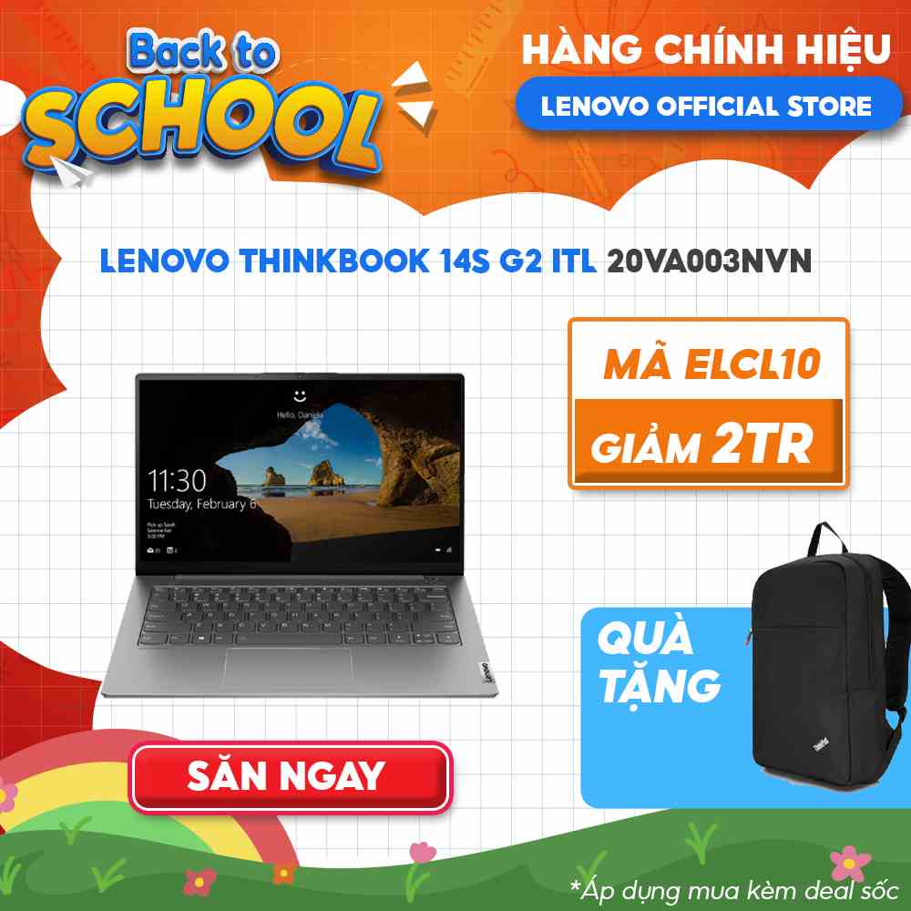 [Mã ELCL10 giảm 10% đơn 9TR] Laptop Lenovo ThinkBook 14s G2 ITL 20VA003NVN i5-1135G7|8GB|512GB|Iris Xe Graphics|14