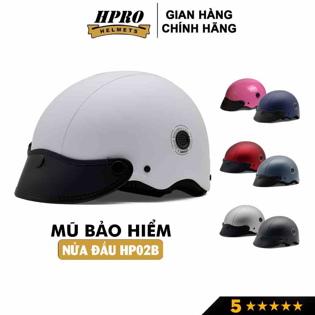 Mũ bảo hiểm nửa đầu thời trang Hpro helmet, nhiều màu sắc cá tính, kiểu dáng nón sơn Freesize (vòng đầu 55-59cm)