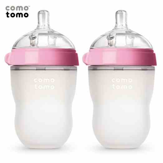 Bộ 2 bình sữa Comotomo Mỹ 250ml chất liệu silicone cao cấp, mềm mại như ti mẹ - xanh, hồng