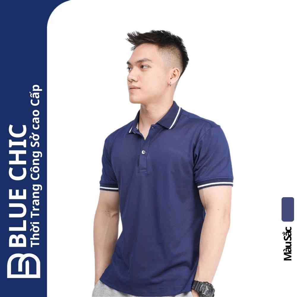 [Mã BMLTB200 giảm đến 100K đơn 499K] Áo Polo Nam BLUECHIC Cổ Bẻ, Màu Xanh Than Cổ Than Sọc Trắng Trẻ Trung Năng Động