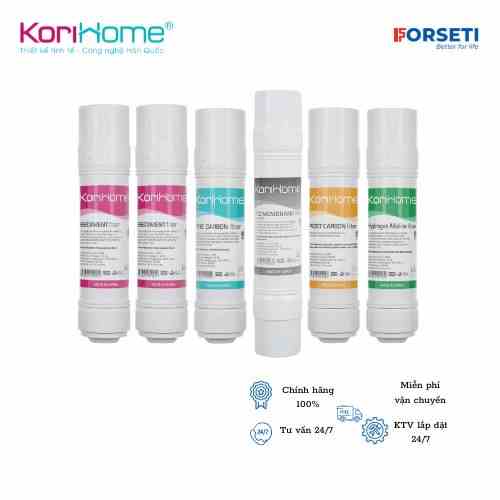 Combo 6 lõi lọc Korihome cho máy wpk-818-s (2 Sed, 1 pre, 1 RO, 1 Post, 1 Hydrogen)