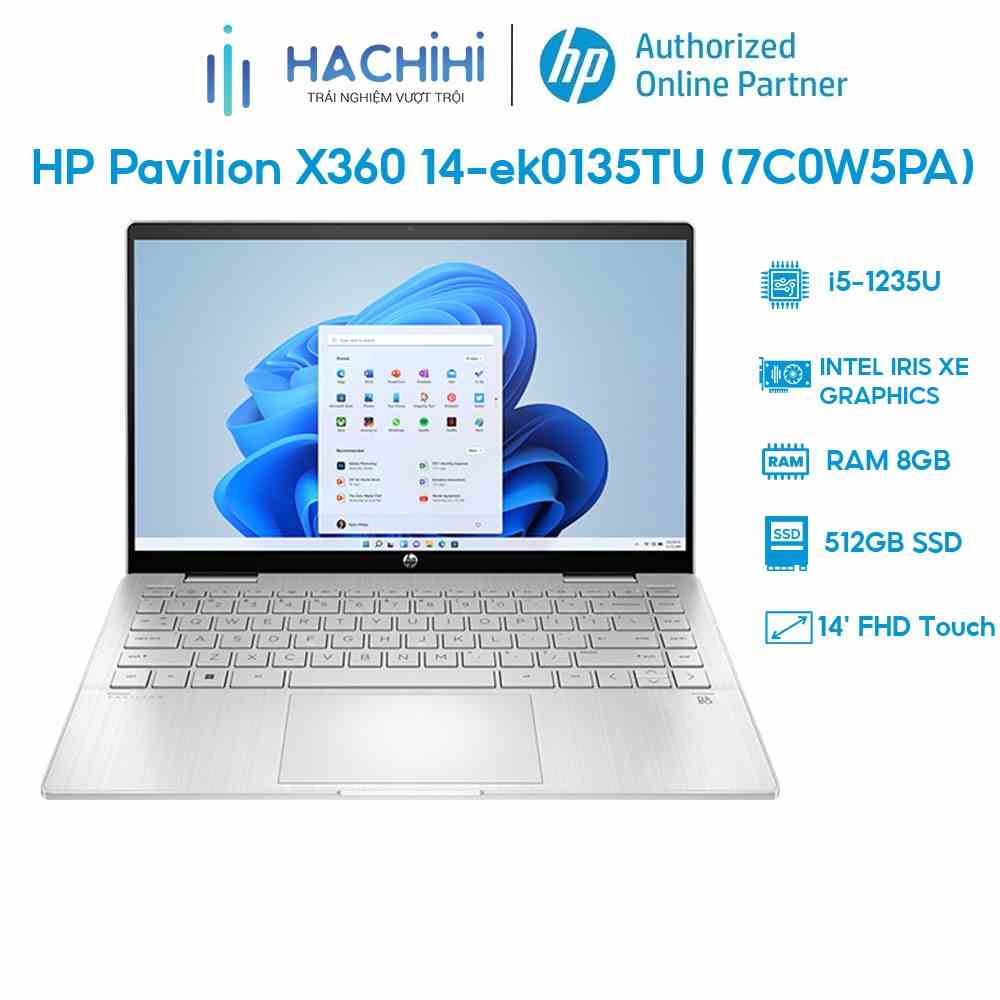 Laptop HP Pavilion X360 14-ek0135TU (7C0W5PA) (i5-1235U | 8GB | 512GB | Intel Iris Xe Graphics | 14 FHD Touch | Win 11)