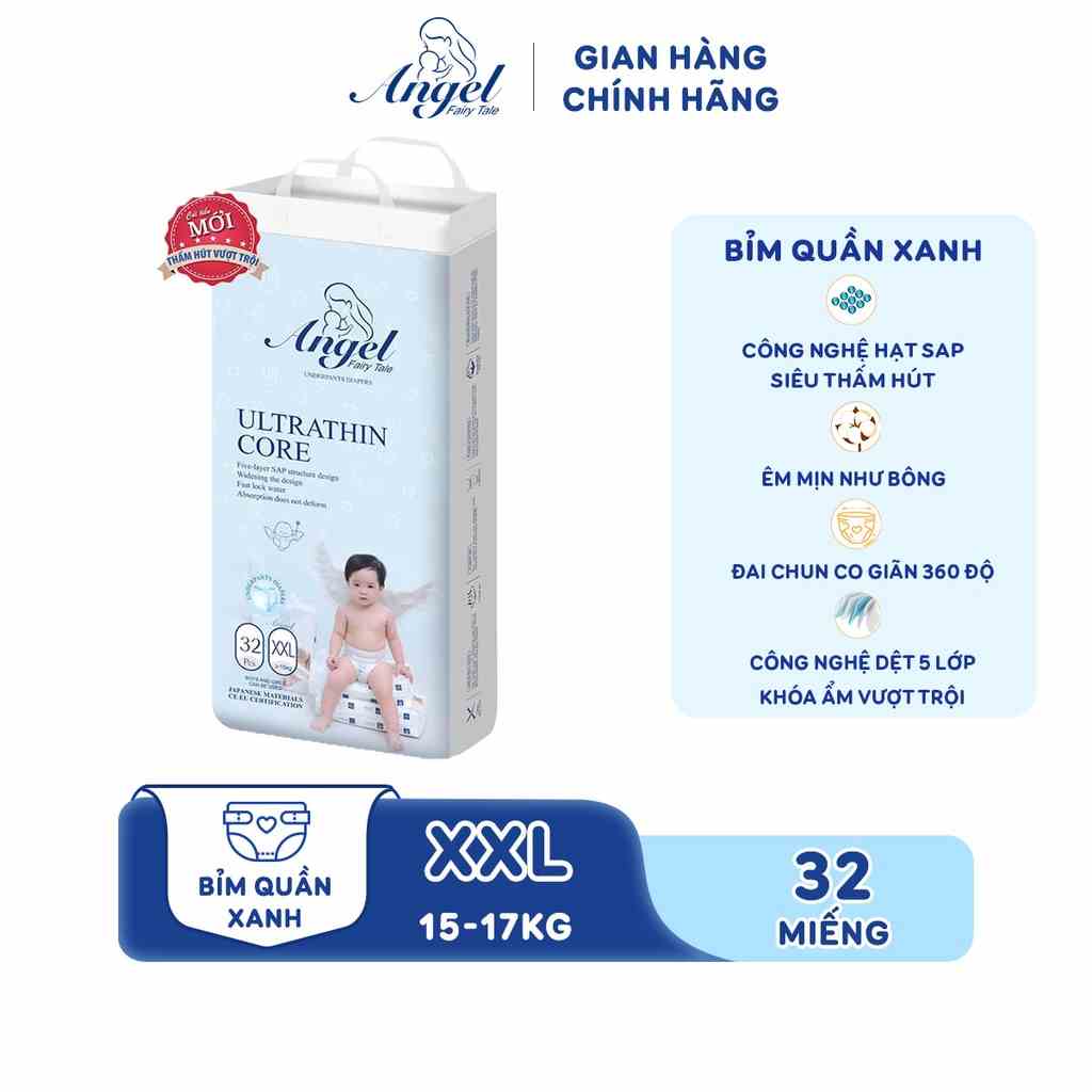 [Mã BMLTB35 giảm đến 35K đơn 99K] Bỉm Quần ANGEL Absorbent Size XXL32