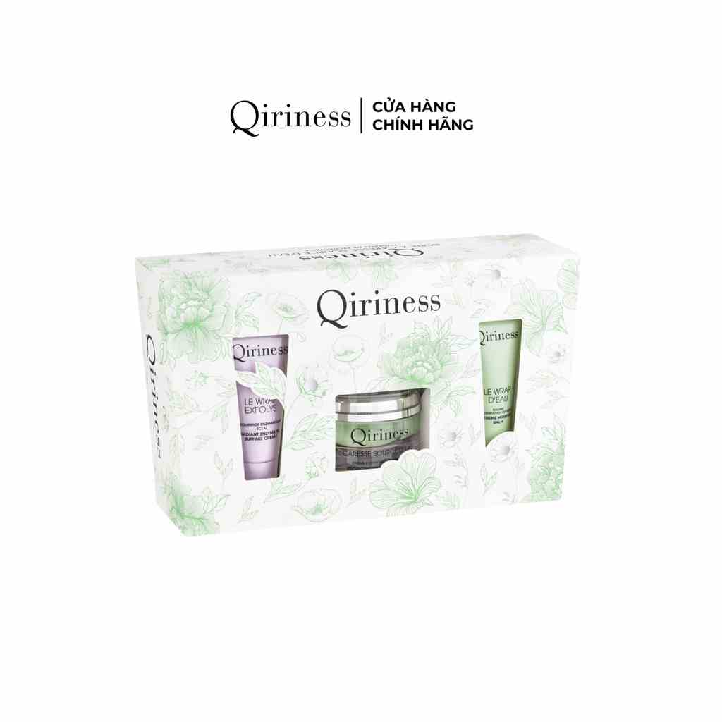 Bộ quà tặng Giftset bao gồm Tẩy da chết, Kem Dưỡng Ẩm, Mặt nạ Dưỡng Ẩm Qiriness