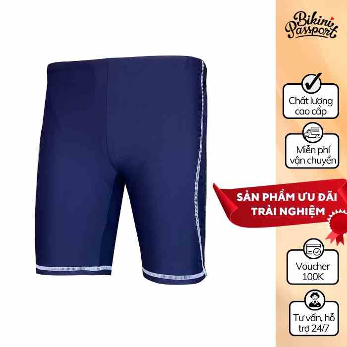 Quần bơi Nam BIKINI PASSPORT kiểu dáng lửng - màu Xanh Đen - BS1006_NV