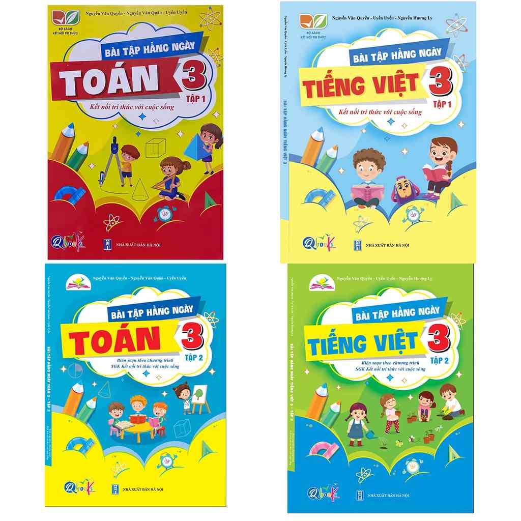 Sách - Combo Bài Tập Hằng Ngày Toán, Tiếng Việt Lớp 3 Tập 1 + 2 - Kết Nối Tri Thức (Bộ 4 Cuốn)