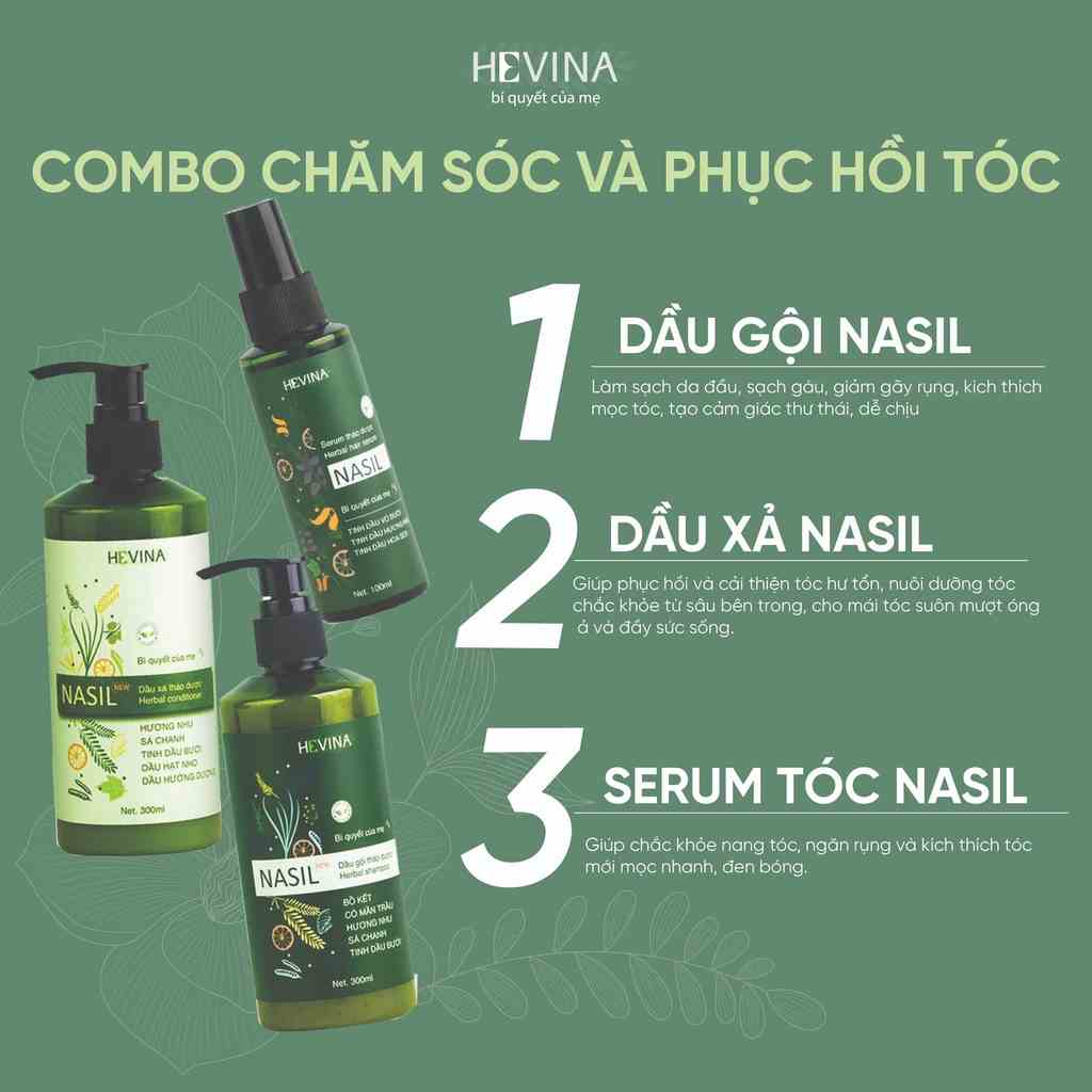 [Mã BMLTB35 giảm đến 35K đơn 99K] Combo Chăm Sóc Phục Hồi Tóc Toàn Diện HEVINA