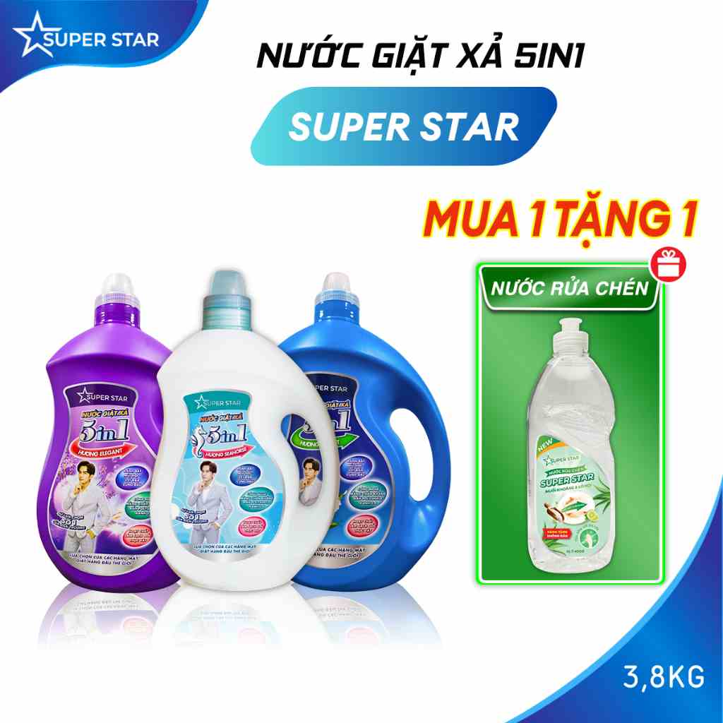 [Mã BMLTA35 giảm đến 35K đơn 99K] Nước Giặt Xả Super Star 5in1 Lucky Star 3.8kg