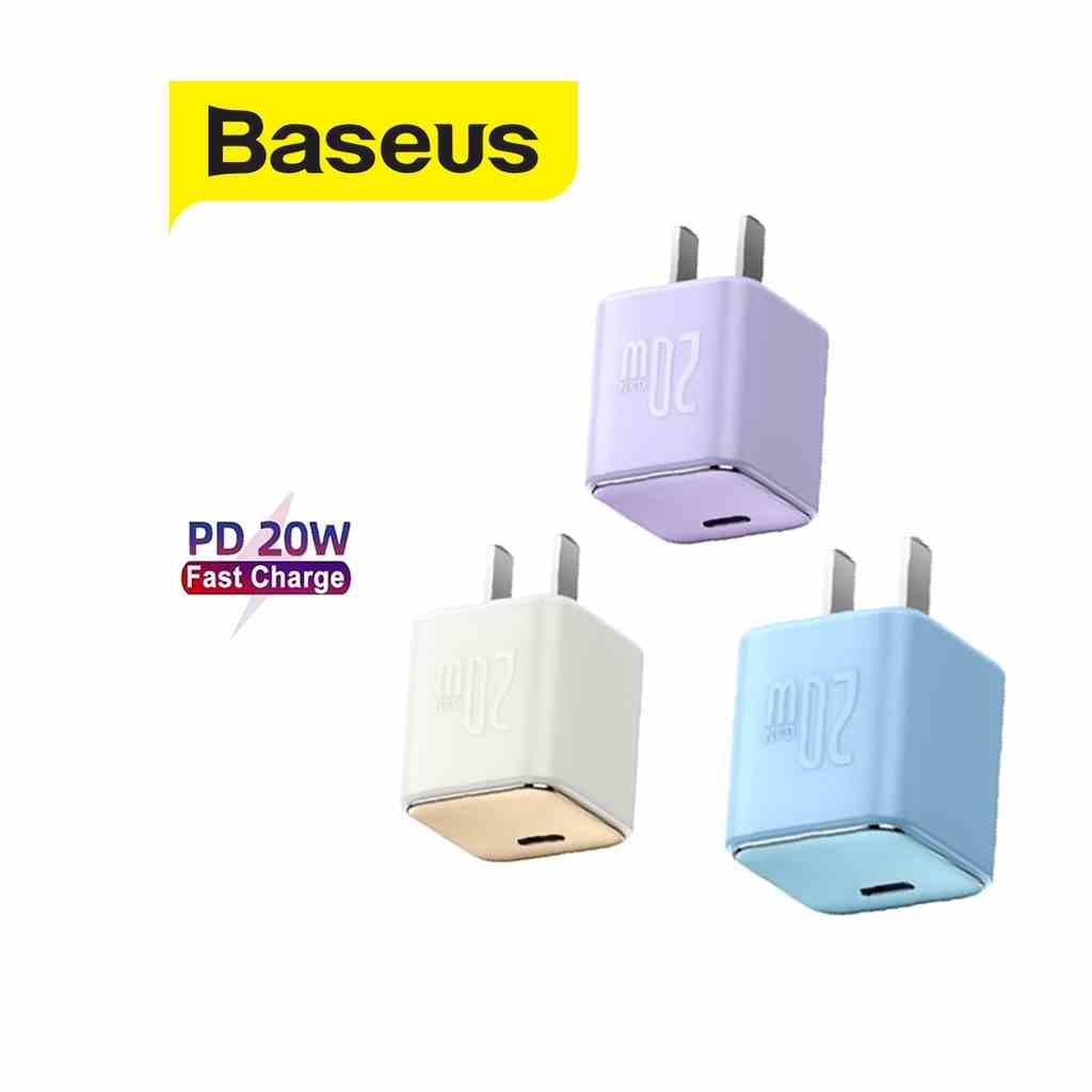 Củ sạc nhanh Baseus GaN3 Fast Charger 1C 20W Type C PD20W QC 3.0 chân dẹt Cho 13/14promax/Samsung/Xiaomi