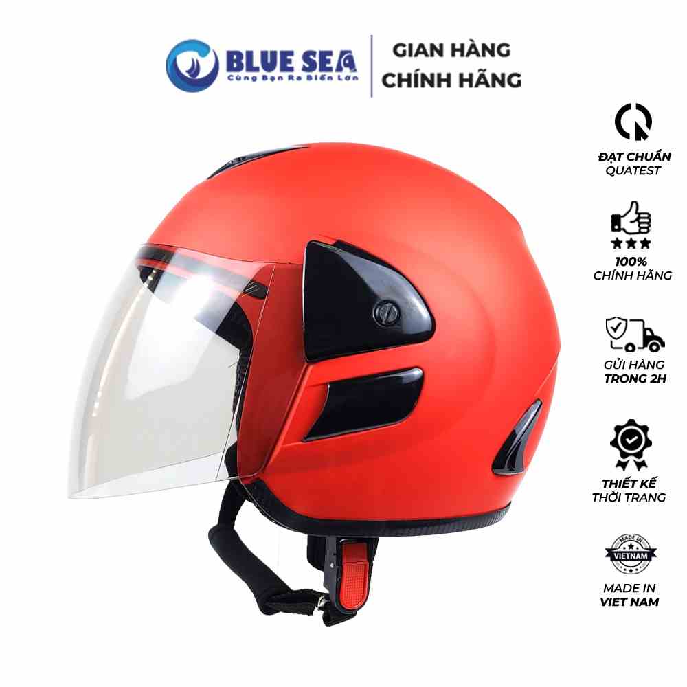 Mũ Bảo Hiểm 3/4 Blue Sea A102K Sơn Mờ - Có Kính - Kiểu dáng Honda - Freesize - Chính Hãng