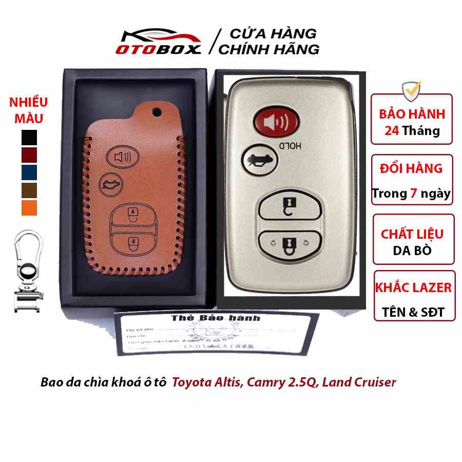 Bao da chìa khóa ô tô toyota altis, Camry 3.5q, venza, lancruiser bọc chìa khóa smartkey da thật chống xước chính hãng O