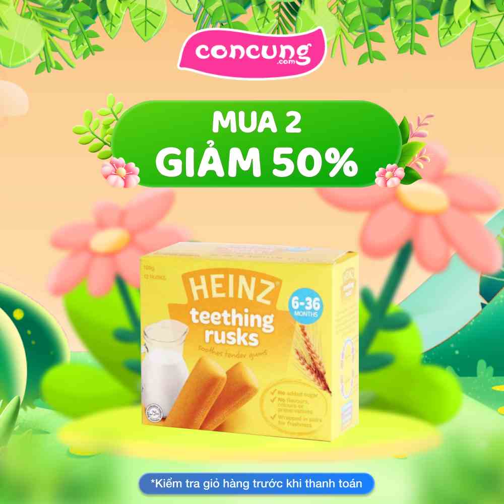 Bánh quy cho trẻ từ 6 đến 36 tháng tuổi, trong giai đoạn mọc răng - Heinz teething rusks