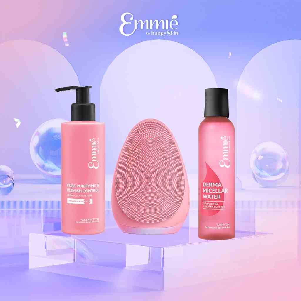 Combo Máy Rửa Mặt Sonic Heat + Gel Rửa Mặt BHA + Nước Tẩy Trang EmmiéBy HappSkin