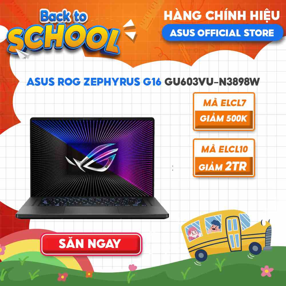 [Mã ELCL12 giảm 12% đơn 10TR] Laptop ASUS ROG Zephyrus G16 GU603VU-N3898W i7-13620H | 16GB | 512GB | RTX™ 4050 6GB