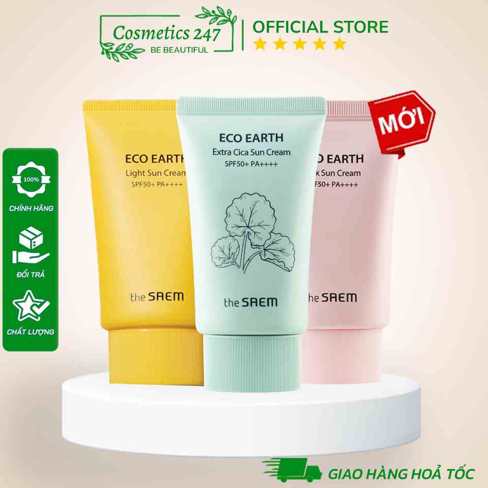 Kem Chống Nắng THE SAEM Eco Earth Pink Sun Cream 50ml