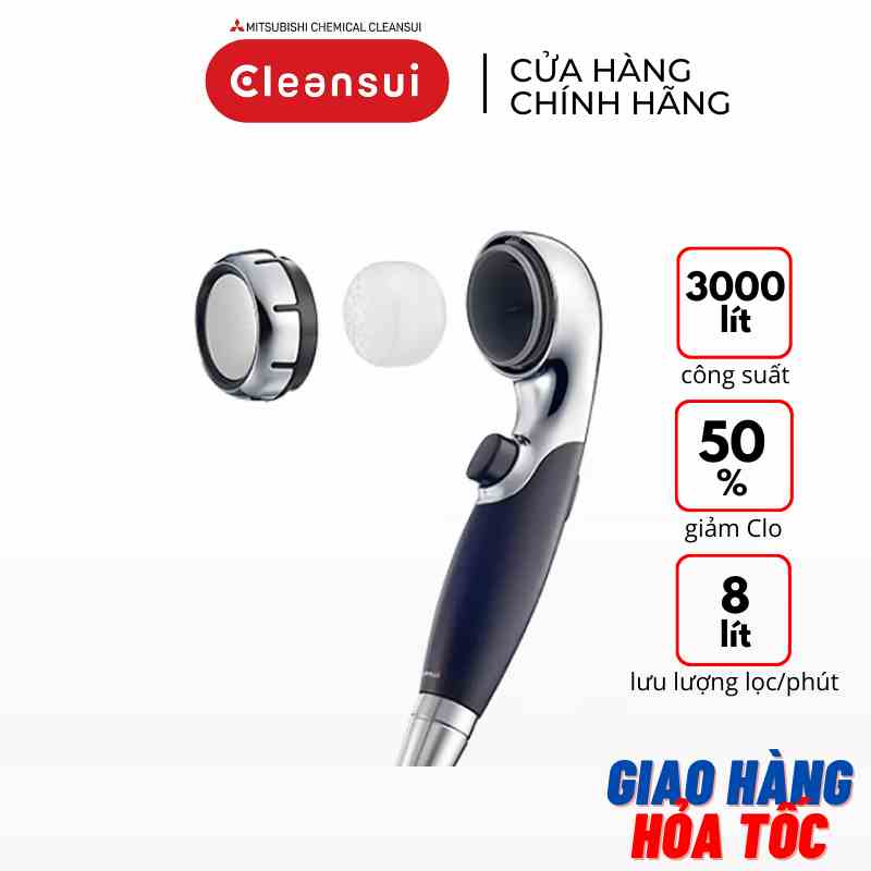 Thiết bị lọc nước gắn vòi sen tắm (tay sen nhựa) khử clo Mitsubishi Cleansui ES301 màu đen - Hàng chính hãng