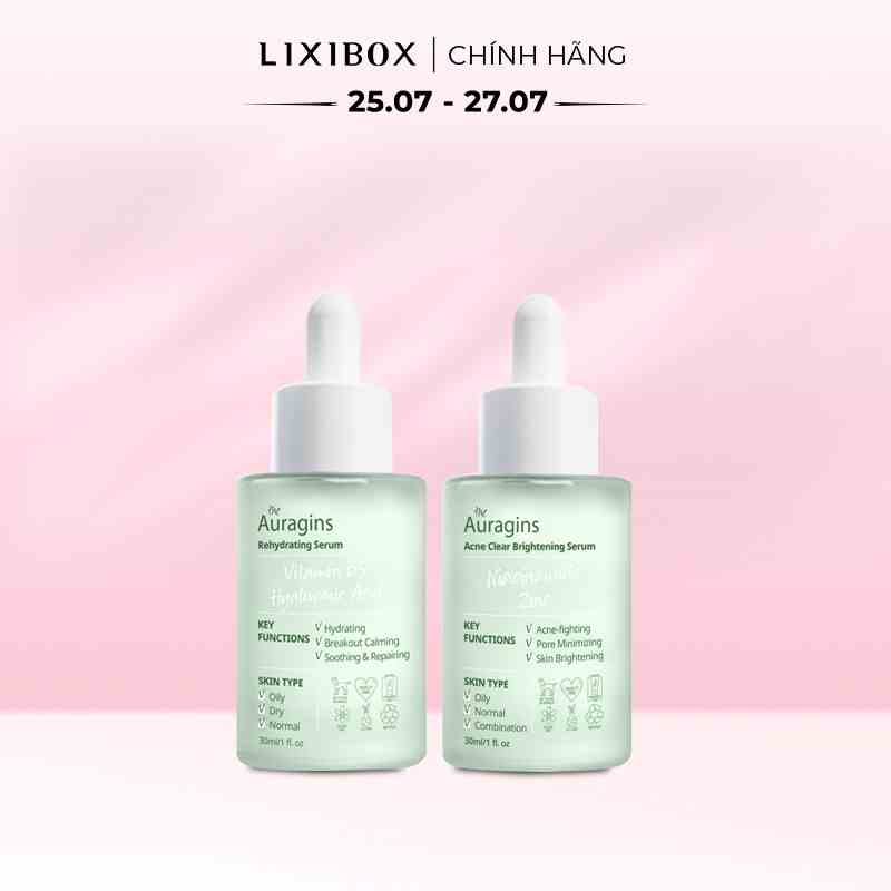 Combo Tinh chất cấp ẩm The Auragins Vitamin B5 và Serum Niacinamide