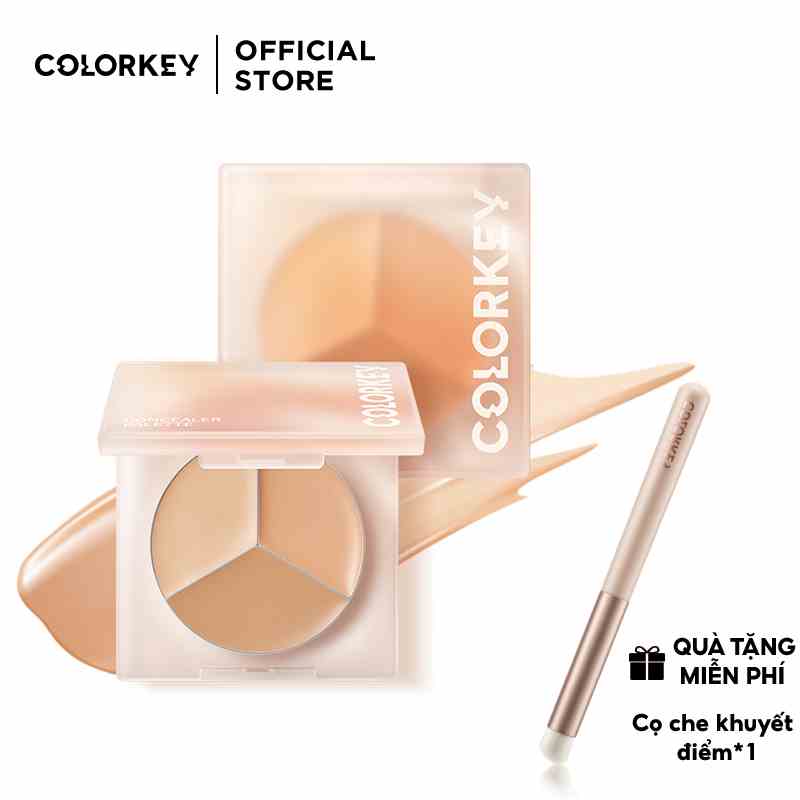 Bảng kem che khuyết điểm COLORKEY 3 màu sắc kết hợp mịn lâu trôi 3.9g