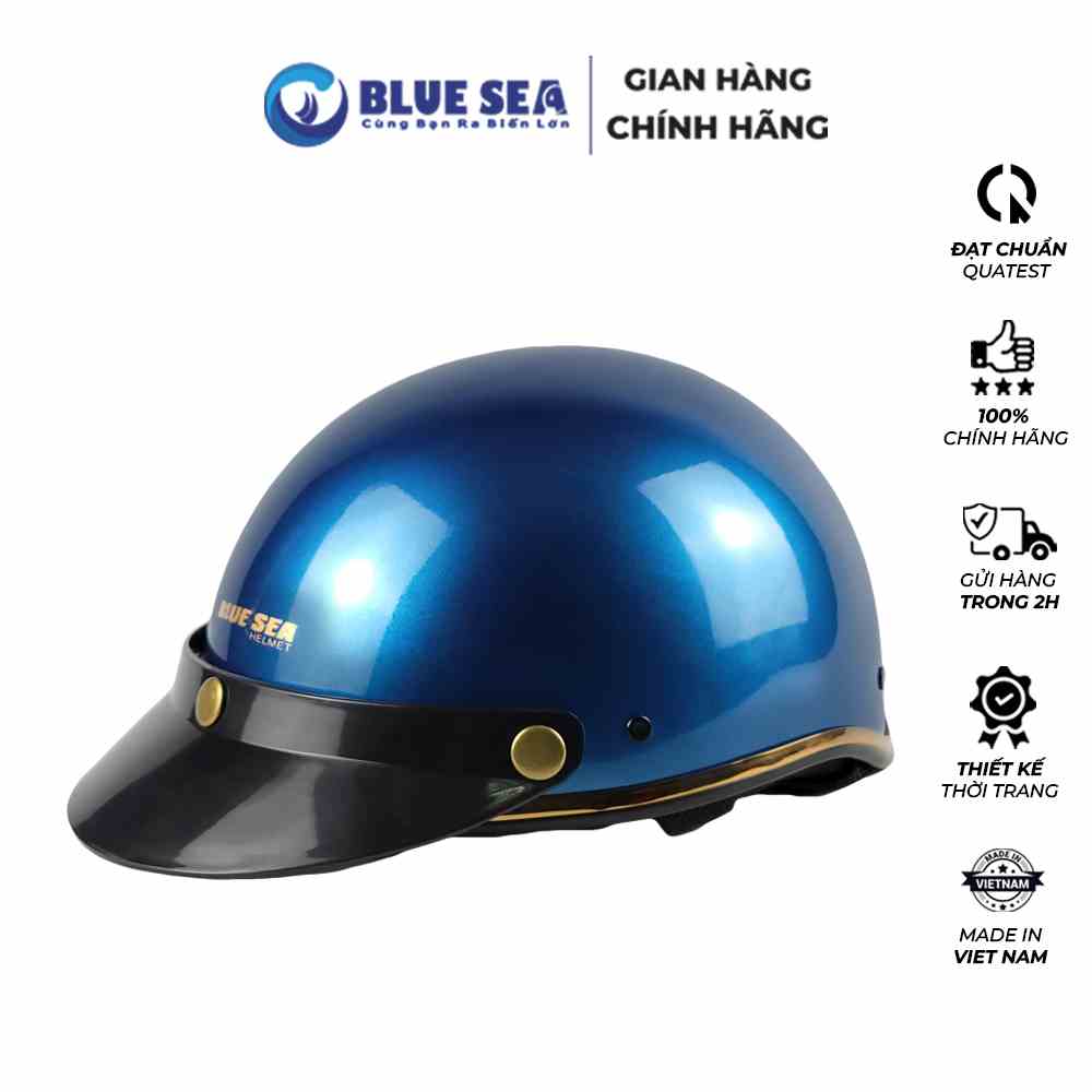 [Mã BMLTB200 giảm đến 100K đơn 499K] Mũ bảo hiểm 1/2 đầu, nửa đầu BLUESEA A366 - Màu Xanh Navy - Thời trang - Chính hãng