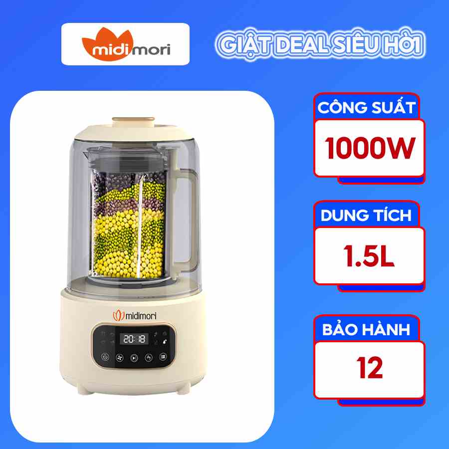 Máy Làm Sữa Hạt Đa Năng Hút Chân Không Midimori MDMR-668 (1000W)