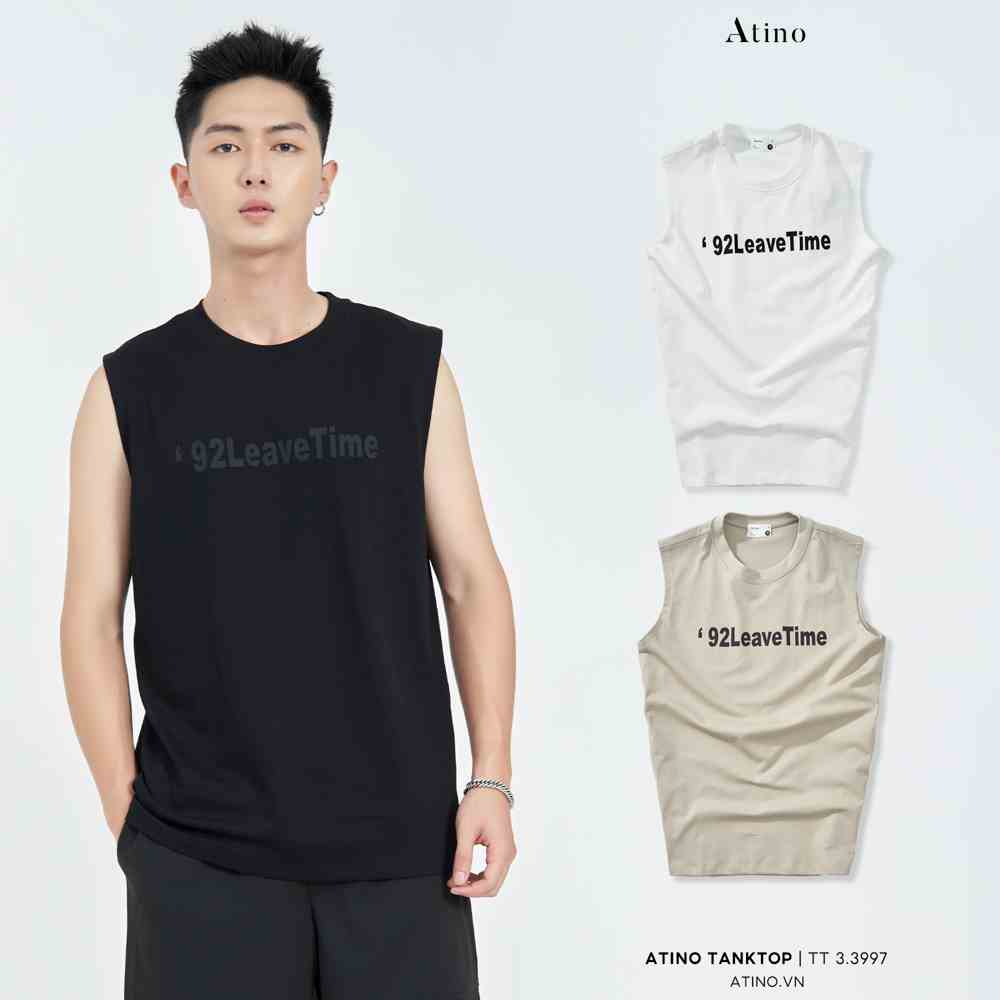 Áo Tank Top Ba Lỗ Nam ATINO Chất Cotton Thoáng Mát form Slim-Fit TT3.3997