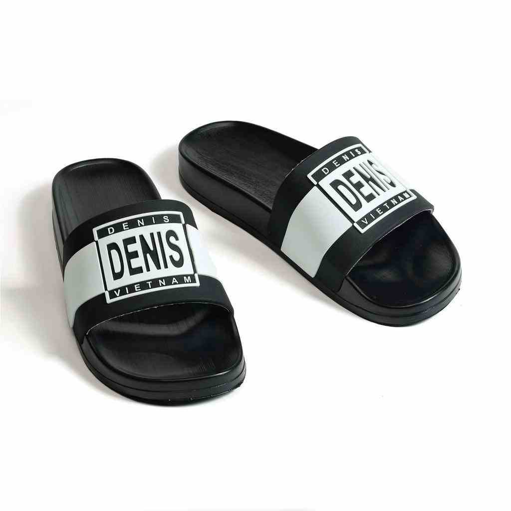 Dép quai ngang nam nữ Denis DE01 Unisex Slipper Màu Đen sọc trắng Ngoài trời