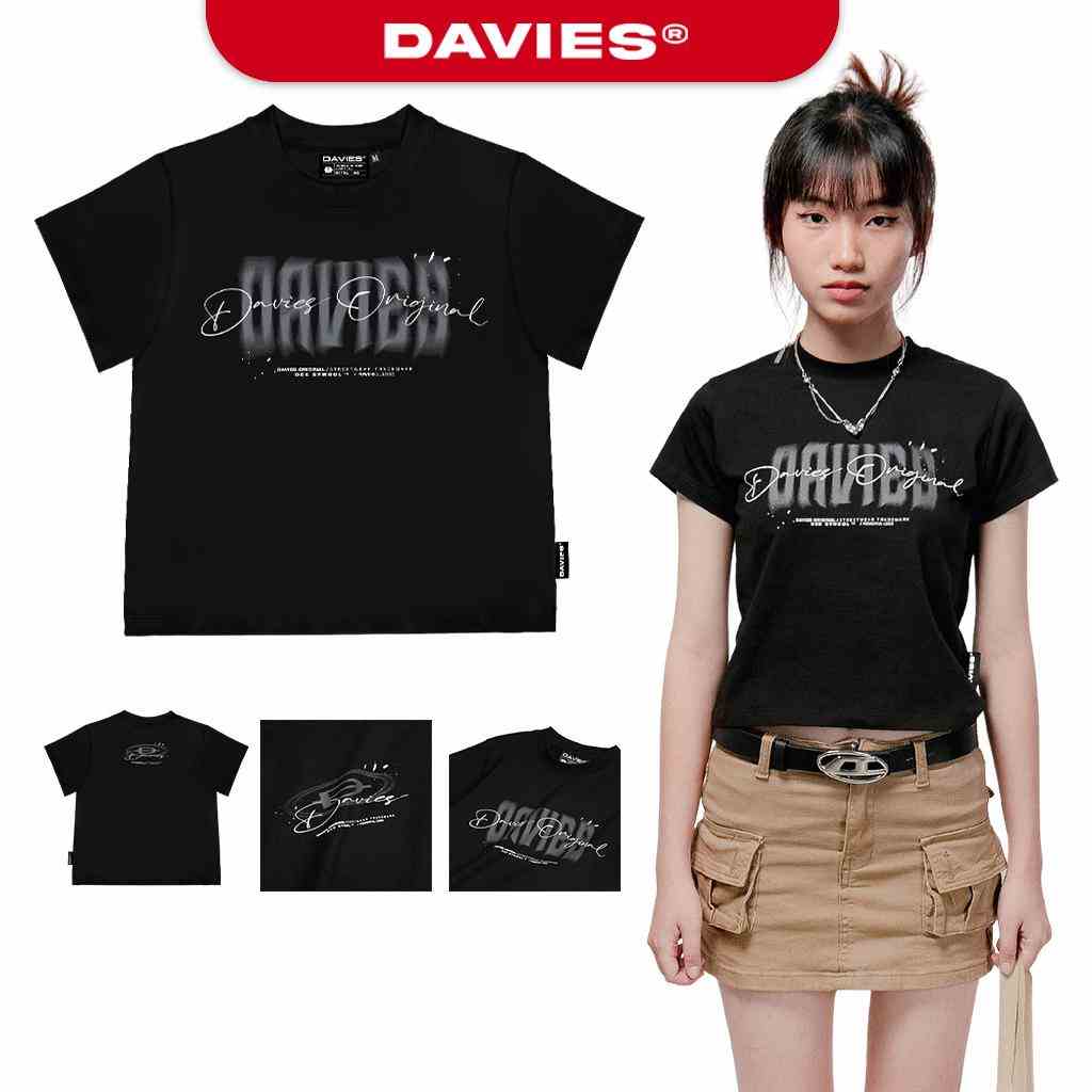 Áo thun baby tee tay ngắn nữ màu đen Fade local brand Davies | D32-T9