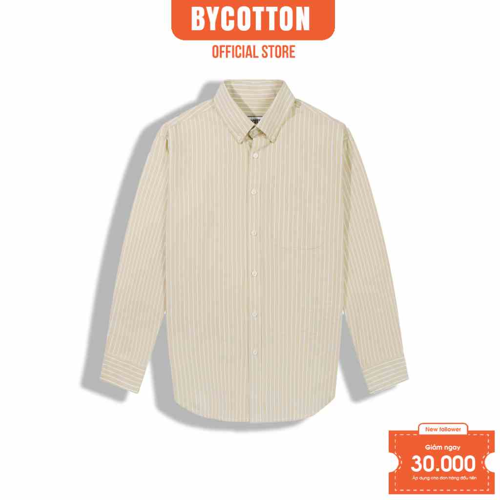 [Mã BYCO300T8 giảm 30% đơn 0K] Áo Sơ Mi Nam Dài Tay Xanh Đậu Phối Sọc BY COTTON Bean Stripes Oxford