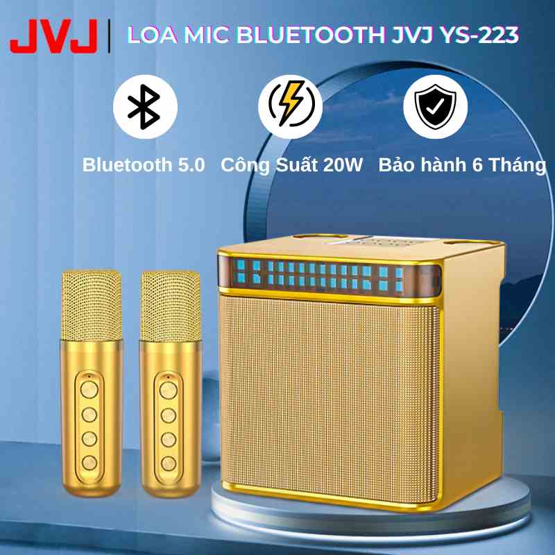 Loa bluetooth karaoke kèm 2 mic JVJ YS-223 Không dây, kèm 02 mic hát công suất lớn 20W - Bảo hành chính hãng 06 Tháng