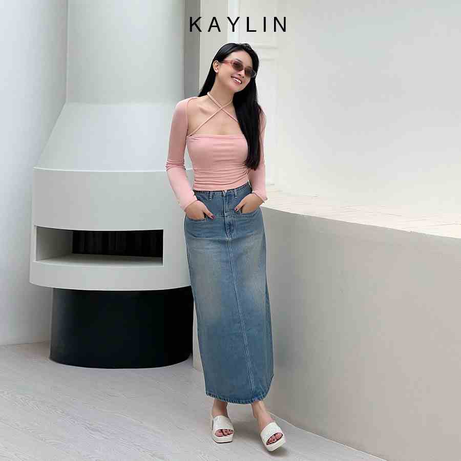 Áo ống 2 dây phối tay dài dáng ôm phong cách KAYLIN - N2054