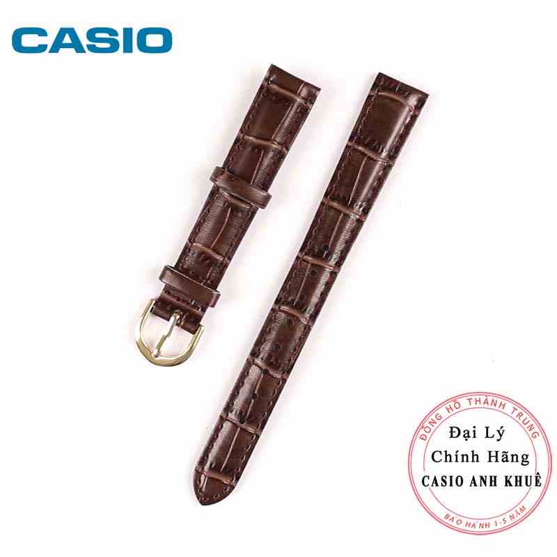 [Mã BMLTB200 giảm đến 100K đơn 499K] Dây da đồng hồ casio LTP-V002GL 14mm nâu vân cá sấu