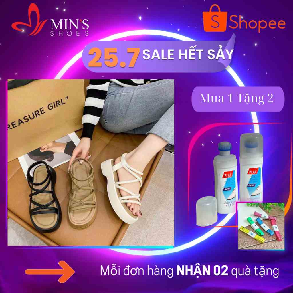 (MUA 1 TẶNG 2 - DUY NHẤT 25-27/07) Mins Shoes - Dép Sandal Dây Da Cao Cấp S540