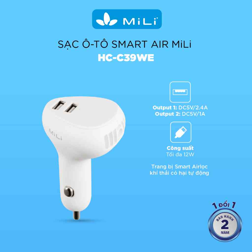 [Mã BMLTA35 giảm đến 35K đơn 99K] Sạc ô-tô Smart Air MiLi - HC-C39